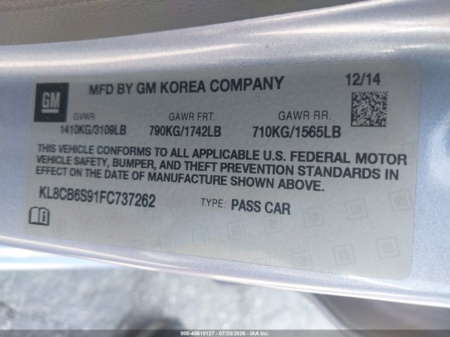 Chevrolet Spark Ls Cvt 2015 KL8CB6S91FC737262 Image 9