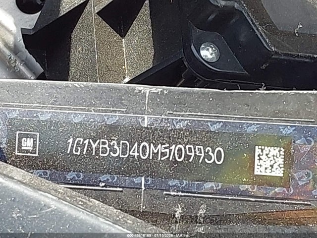 Продаж на аукціоні авто 2021 Chevrolet Corvette Stingray Rwd  2lt, vin: 1G1YB3D40M5109930, номер лоту: 45618169
