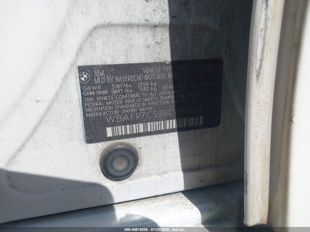 Продаж на аукціоні авто 2011 Bmw 535i, vin: WBAFR7C59BC805834, номер лоту: 45618200