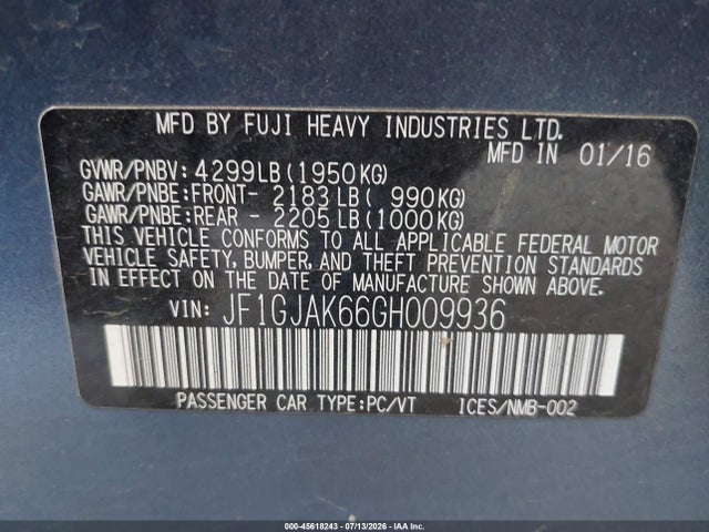 JF1GJAK66GH009936 Subaru Impreza 2.0i Limited
