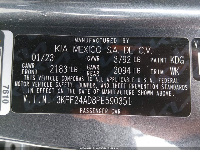 KIA Forte Lxs 2023 3KPF24AD8PE590351 Image 9