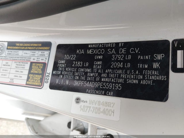 Aukcja sprzedaży 2023 Kia Forte Gt-line, vin: 3KPF54AD9PE559195, numer aukcji: 45618257