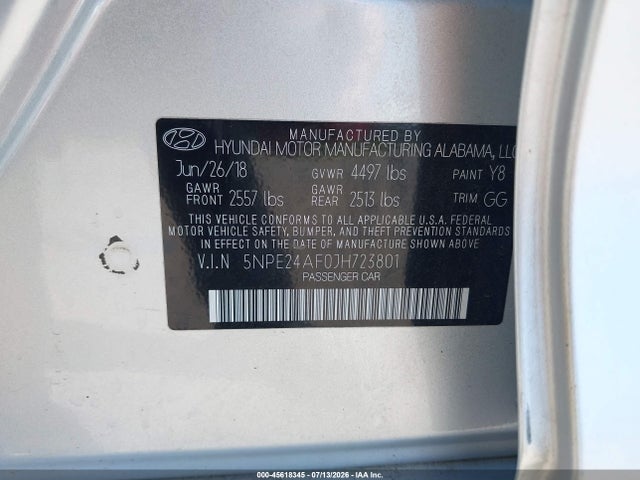 Hyundai SONATA SE 2018 5NPE24AF0JH723801 Image 9