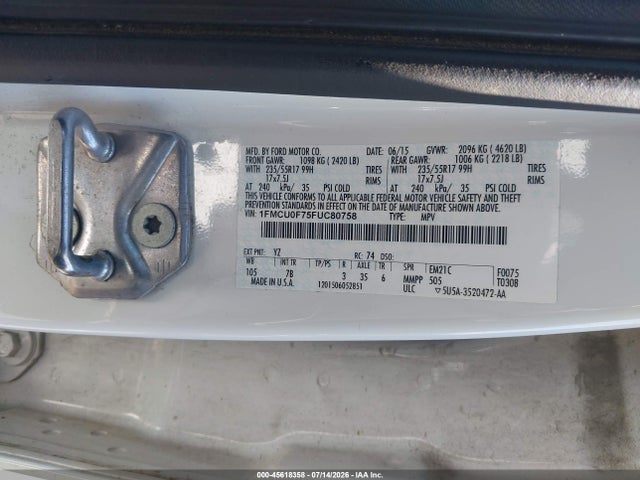 1FMCU0F75FUC80758 Ford ESCAPE S