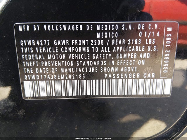 3VWD17AJ8EM262185 Volkswagen Jetta 1.8t Se