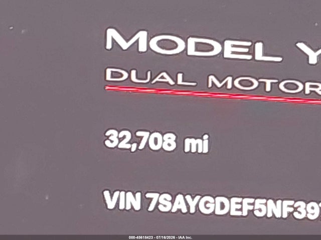 45618423 :رقم المزاد ، 7SAYGDEF5NF397459 vin ، 2022 Tesla Model Y Performance Dual Motor All-wheel Drive مزاد بيع