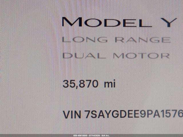 2023 Tesla Model Y Awd/long Range Dual Motor All-wheel Drive მანქანა იყიდება აუქციონზე, vin: 7SAYGDEE9PA157628, აუქციონის ნომერი: 45618580