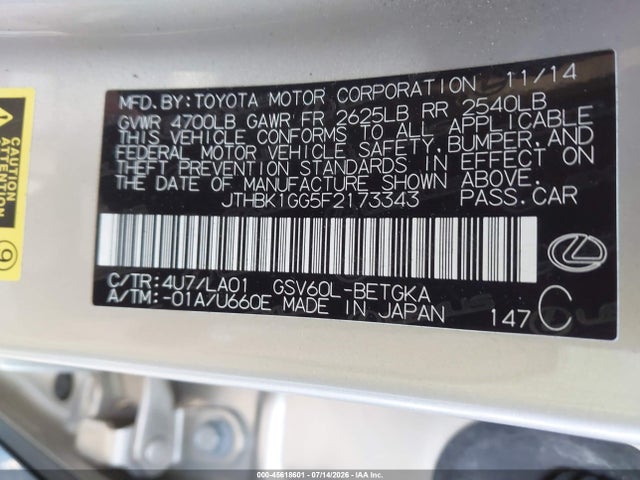 Lexus ES 350 2015 JTHBK1GG5F2173343 Image 9