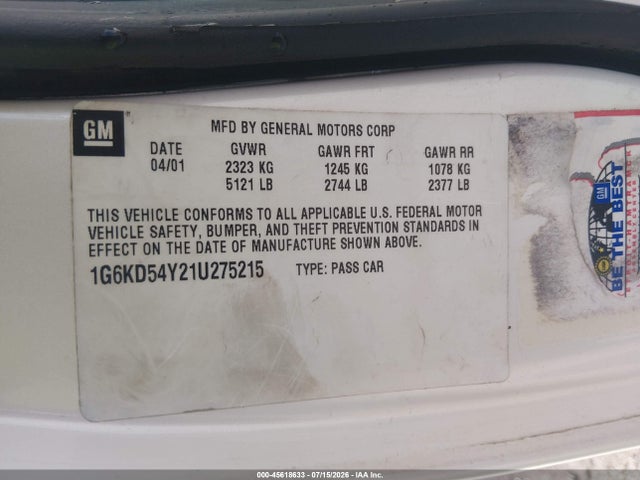Продажа на аукционе авто 2001 Cadillac Deville Standard, vin: 1G6KD54Y21U275215, номер лота: 45618633