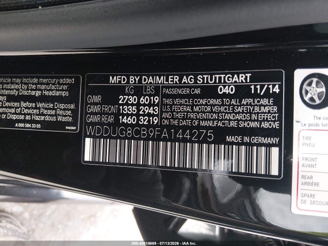 Aukcja sprzedaży 2015 Mercedes-benz S 550, vin: WDDUG8CB9FA144275, numer aukcji: 45618669
