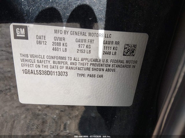 Продажа на аукционе авто 2013 Cadillac Ats Premium, vin: 1G6AL5S38D0113073, номер лота: 45618688