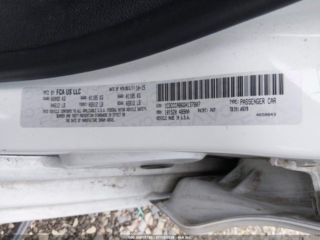 45618760 :رقم المزاد ، 1C3CCCAB6GN137807 vin ، 2016 Chrysler 200 Limited مزاد بيع