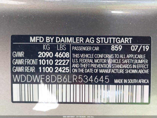 Продажа на аукционе авто 2020 Mercedes-benz C 300, vin: WDDWF8DB6LR534645, номер лота: 45618807