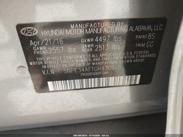 5NPE34AF1GH430978 Hyundai Sonata Sport