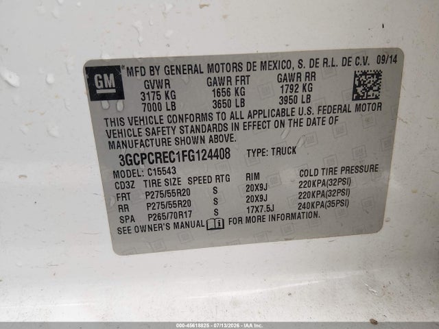 Chevrolet Silverado 1500 Lt 2015 3GCPCREC1FG124408 Image 9