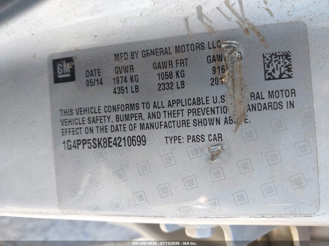 Продажа на аукционе авто 2014 Buick Verano, vin: 1G4PP5SK8E4210699, номер лота: 45618826