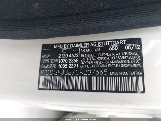 Продажа на аукционе авто 2012 Mercedes-benz C 300 Sport 4matic, vin: WDDGF8BB7CR237665, номер лота: 45618839