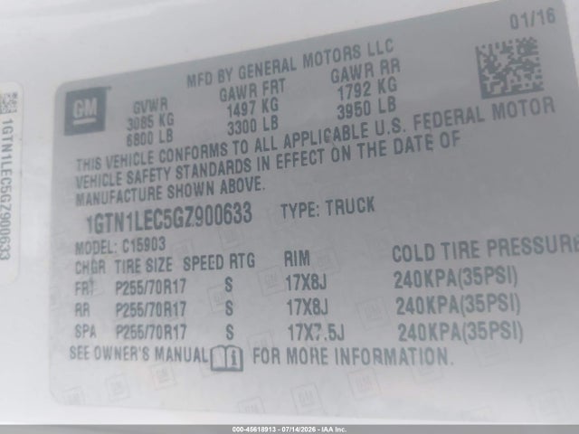 1GTN1LEC5GZ900633 GMC SIERRA 1500