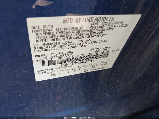 Ford Flex Limited 2014 2FMGK5D83EBD22364 Image 9