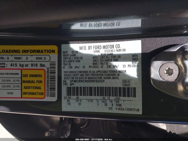 3FMCR9CN5SRE52233 Ford Bronco Sport Outer Banks