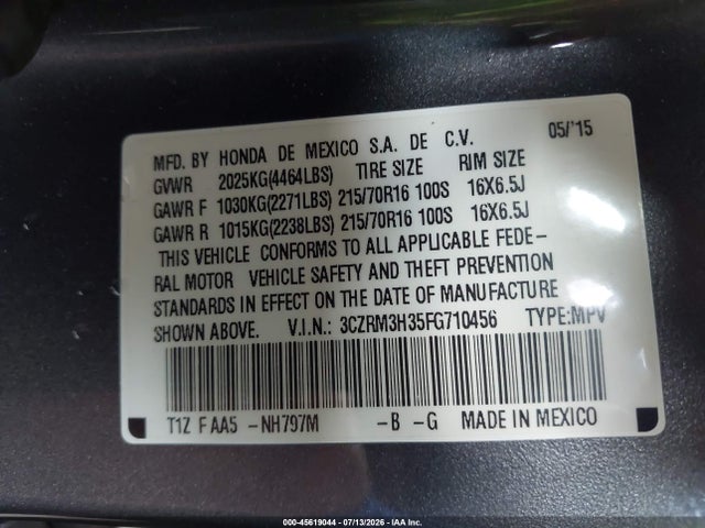 Honda CR-V LX 2015 3CZRM3H35FG710456 Image 9