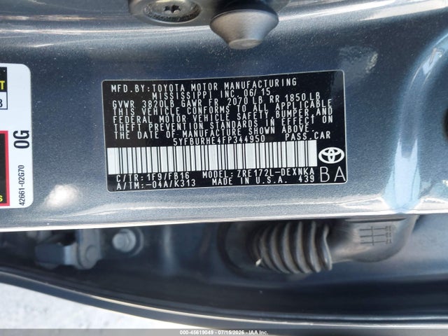 Toyota COROLLA LE 2015 5YFBURHE4FP344950 Image 9