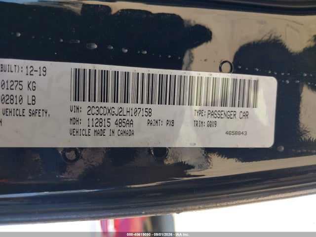 45619090 :رقم المزاد ، 2C3CDXGJ2LH107158 vin ، 2020 Dodge Charger Scat Pack Rwd مزاد بيع