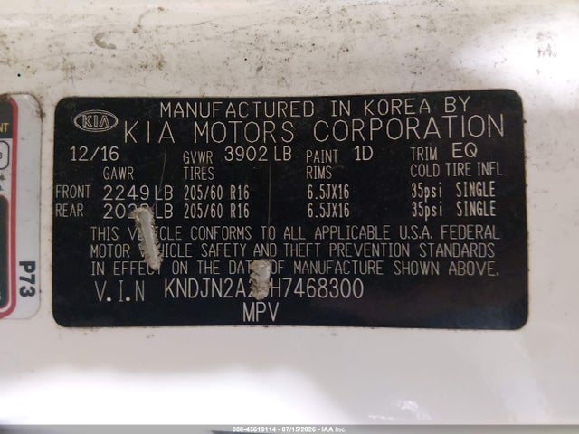 KIA Soul 2017 KNDJN2A29H7468300 Image 9