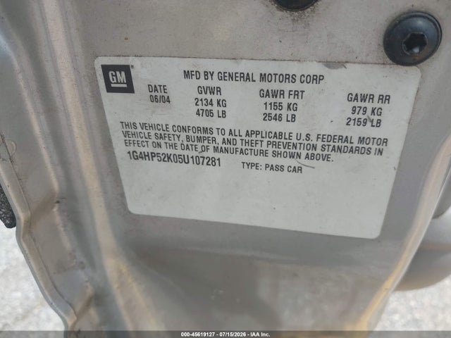 45619127 :رقم المزاد ، 1G4HP52K05U107281 vin ، 2005 Buick Lesabre Custom مزاد بيع