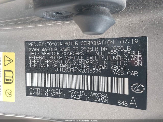 JTHU9JBH2K2015279 Lexus UX 250H