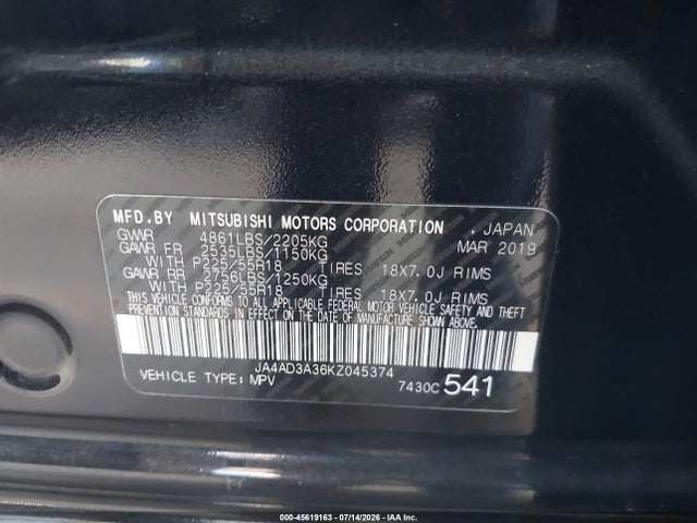 Mitsubishi Outlander Se 2019 JA4AD3A36KZ045374 Image 9