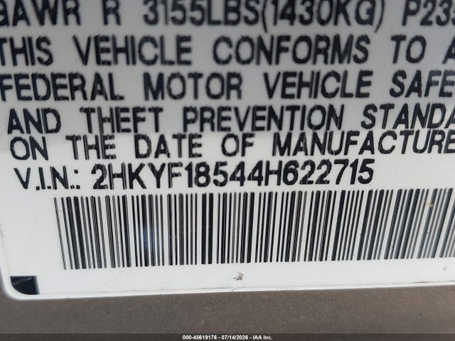 Продажа на аукционе авто 2004 Honda Pilot Ex-l, vin: 2HKYF18544H622715, номер лота: 45619176