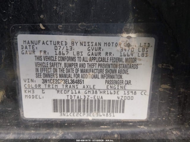 Nissan Versa Note Sv 2014 3N1CE2CP3EL364851 Image 9