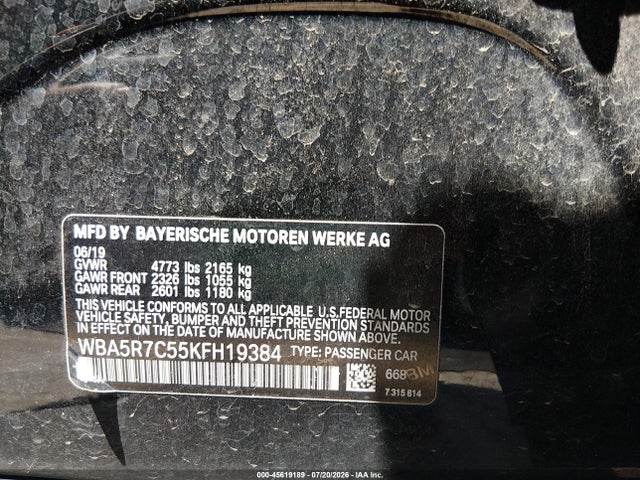 Aukcja sprzedaży 2019 Bmw 330i Xdrive, vin: WBA5R7C55KFH19384, numer aukcji: 45619189