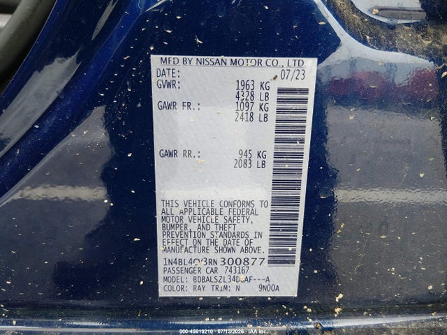 1N4BL4CV3RN300877 Nissan Altima Sr Fwd