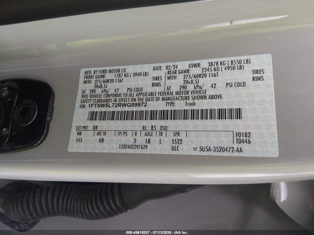 Ford F-150 Lightning Lariat 2024 1FT6W5L72RWG09972 Image 9
