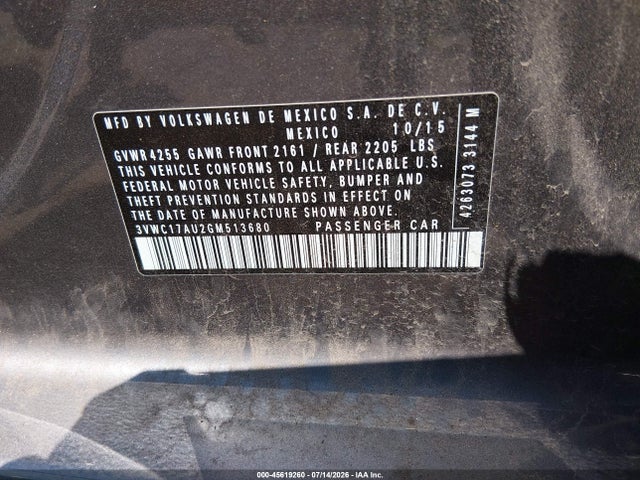 Aukcja sprzedaży 2016 Volkswagen Golf Sportwagen Tsi S 4-door, vin: 3VWC17AU2GM513680, numer aukcji: 45619260