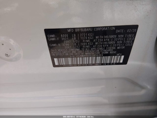 4S4WMARD1L3456484 Subaru Ascent Touring