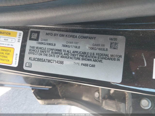 Chevrolet Spark Fwd Ls Automatic 2021 KL8CB6SA7MC714088 Image 9
