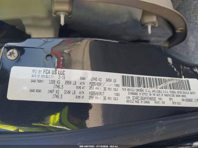 Aukcja sprzedaży 2015 Chrysler Town & Country Touring, vin: 2C4RC1BG0FR706592, numer aukcji: 45619393