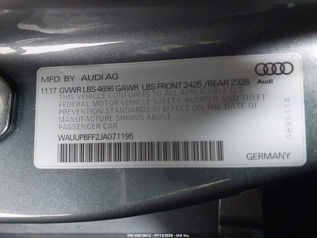 Aukcja sprzedaży 2018 Audi A3 E-tron 1.4t Premium/1.4t Tech Premium, vin: WAUUPBFF2JA071195, numer aukcji: 45619412