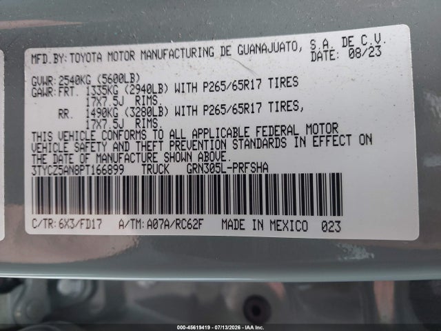 3TYCZ5AN8PT166899 Toyota Tacoma Sr5 V6