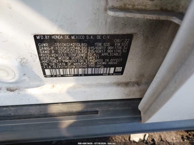 3CZRZ1H3XPM709540 Honda Hr-v 2wd Lx