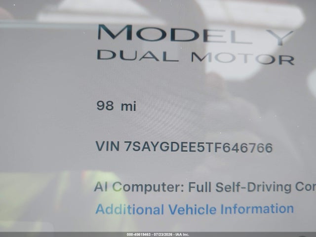 45619463 :رقم المزاد ، 7SAYGDEE5TF646766 vin ، 2026 Tesla Model Y All-wheel Drive/long Range Launch Series/premium All-wheel Drive مزاد بيع