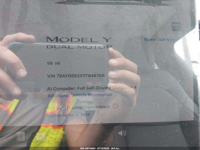 45619463 :رقم المزاد ، 7SAYGDEE5TF646766 vin ، 2026 Tesla Model Y All-wheel Drive/long Range Launch Series/premium All-wheel Drive مزاد بيع