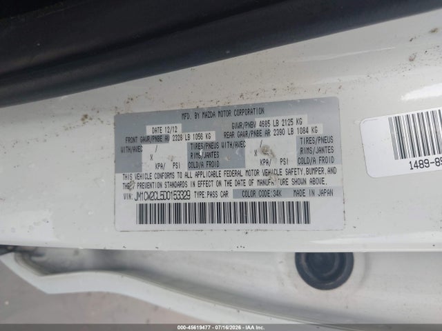 2013 Mazda Mazda5 Touring მანქანა იყიდება აუქციონზე, vin: JM1CW2CL5D0153329, აუქციონის ნომერი: 45619477