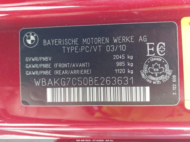 Продаж на аукціоні авто 2011 Bmw 335i, vin: WBAKG7C50BE263631, номер лоту: 45619538