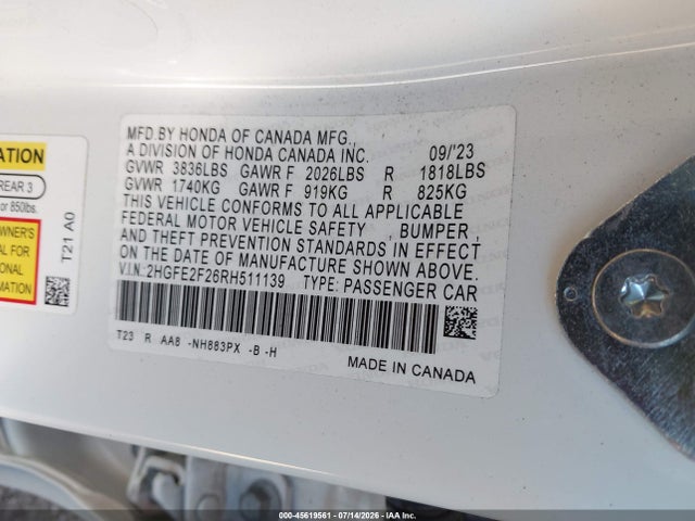 Honda Civic Lx 2024 2HGFE2F26RH511139 Image 9