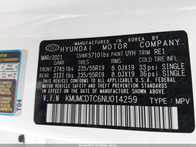 Aukcja sprzedaży 2022 Genesis Gv70 3.5t Awd Sport, vin: KMUMCDTC6NU014259, numer aukcji: 45619576