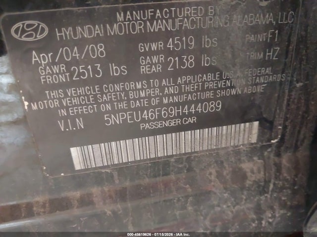 Aukcja sprzedaży 2009 Hyundai Sonata Se V6, vin: 5NPEU46F69H444089, numer aukcji: 45619626